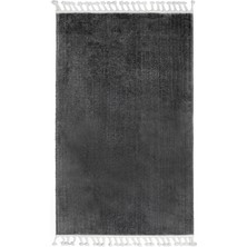 Dijidekor Koyu Gri Post Dokuma Halı Saçaklı Peluş Yumuşacık Kaymaz Antibakteriyel 80X120