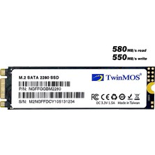 TwinMOS 512GB M.2 2280 SATA3 SSD 580Mb-550Mb/s (NGFFFGBM2280)