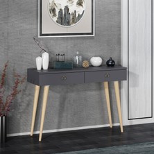 Dekorosso Arden Ahşap Ayaklı Modern Dekoratif Dresuar Antrasit 100 cm