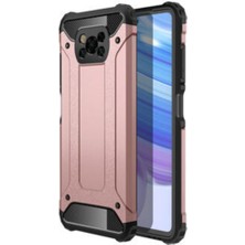 Kzy Xiaomi Poco X3 Pro Kapak Çift Katmanlı Zırh Tank Kılıf - Rose Gold