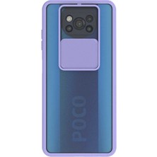 Kzy Xiaomi Poco X3 Pro Kapak Lensi Açılır Kapanır Kamera Korumalı Silikon Kılıf - Lila