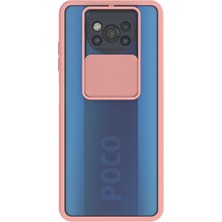 Kzy Xiaomi Poco X3 Pro Kapak Lensi Açılır Kapanır Kamera Korumalı Silikon Kılıf - Pudra