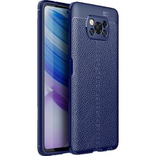 Kzy Poco X3 Pro Kılıf Darbe Korumalı Deri Görünümlü Silikon Arka Kapak - Lacivert