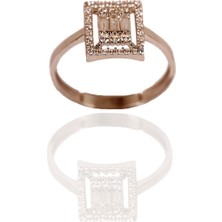 Adil Idil Kuyumculuk Kare Beyaz Altın Yüzük