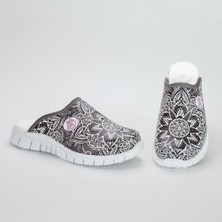 20tasarımterlik Kadın Siyah Mandala Temalı Sabo Terlik