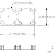 Emay Center 32650, 32700 ve Lifepo4 Şarjlı Piller Için 2'li Tutucu ve Birleştirici Battery Holder