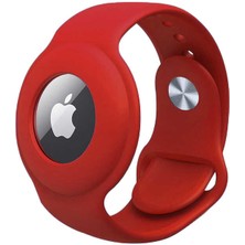 Nezih Case Apple Airtag Uyumlu Kordon Silikon Koruyucu Kırmızı