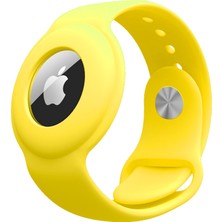 Nezih Case Apple Airtag Uyumlu Kordon Silikon Koruyucu Sarı