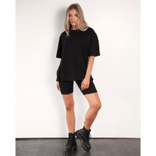 Miracolo Kadın Bisiklet Yaka Oversize T-Shirt