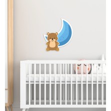 Bk Gift Sevimli Ayı Tasarımlı Çocuk Odası Ahşap Duvar Süsü-1