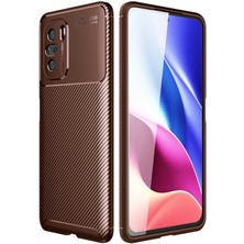 Caseart Xiaomi Mi 11i Kılıf Karbon Tasarımlı Kapak - Kahverengi