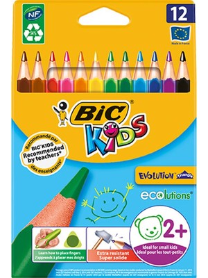 Bic 12 Renk Jumbo Kuru Boya Çocuklar İçin Dayanıklı ve Renkli 12 Parça Ekolojik Boya Seti