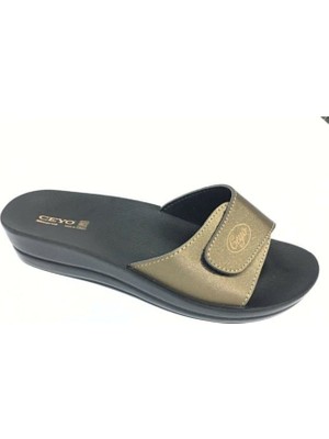 Ceyo Minerva Cırtlı  Kadın Terlik Altın 36-40