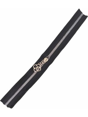 Angel Çanta Akssesuar Başlıklı Fermuar 30 cm Gümüş Metal Siyah
