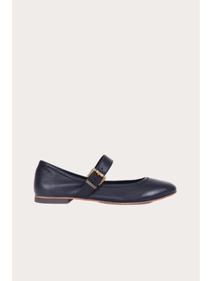 Bueno Shoes Bueno Siyah Deri Kadın Düz Babet