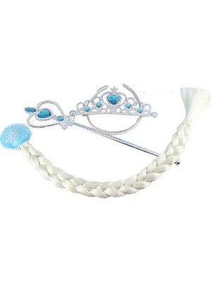 Tokyo Frozen Elsa Saçı Tacı Asa Seti Karlar Ülkesi