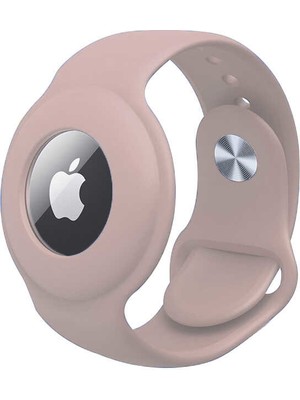 Nezih Case Apple Airtag Uyumlu Kordon Silikon Koruyucu Açık Pembe