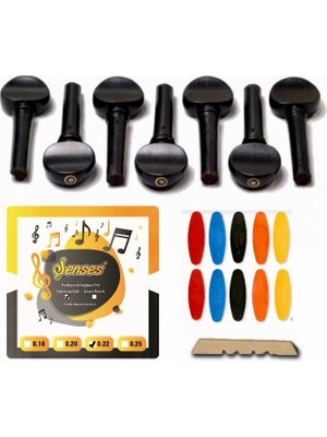 Şenses Nokta Sedefli Abanoz Bağlama Burgu + 0.22 Şenses (Bambamlı ) Divan Saz Teli + Tezene Seti + Eşik