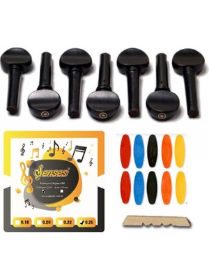 Şenses Nokta Sedefli Abanoz Bağlama Burgu + 0.25 Şenses (Bambamlı ) Divan Saz Teli + Tezene Seti + Eşik