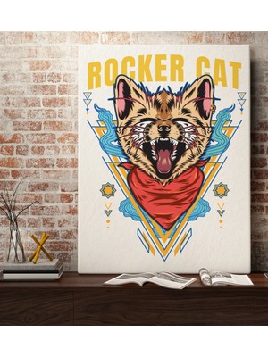 Bk Gift Rocker Cat Tasarımlı Kanvas Tablo 70 x 100 Cmcm-1