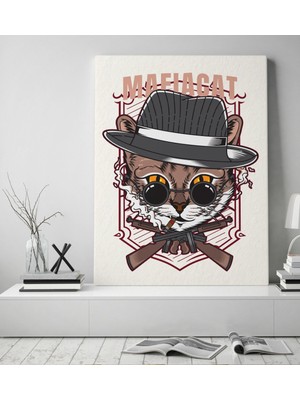 Bk Gift Mafia Cat Tasarımlı Kanvas Tablo 50 x 70 Cmcm-1