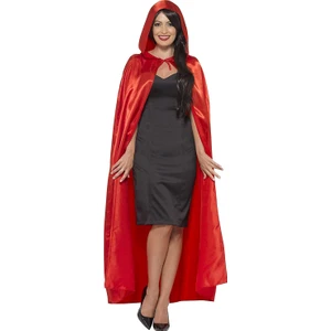 Kırmızı Renk Saten Pelerin Halloween Pelerin 140 cm