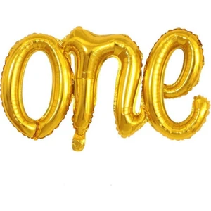 Patladı Gitti One Gold Folyo Balon - Bebek Çocuk Parti Kutlama Seti