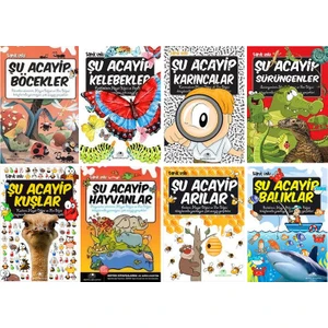 Şu Acayip Hayvanlar 8 Kitap Set / Böcekler - Kelebekler - Karıncalar - Sürüngenler - Kuşlar - Arılar - Balıklar