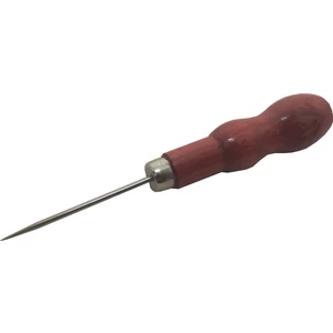 Çuvaldız Mini Boy Top ve Ahşap Saplı Deri Delme Kemer Delme Iğnesi Kırmızı 12 cm
