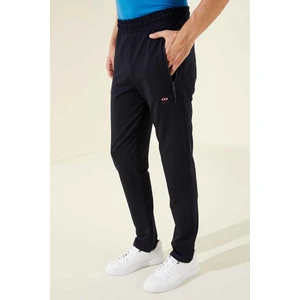 Tommy Life Lacivert Erkek Fermuarlı Üç Cepli Standart Kalıp Klasik Paça Eşofman Alt-84671