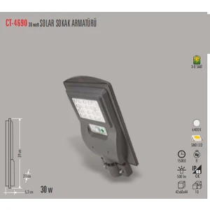 CT-4690 20W Solar Sokak Armütürü Cata
