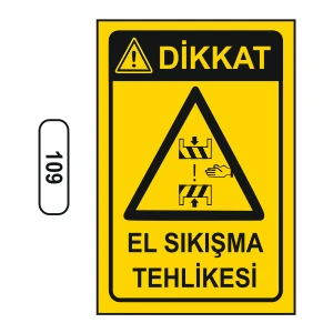 Dikkat El Sıkışma Tehlikesi Uyarı Ikaz Levhası 25X35 cm