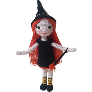 Oyuncak Park Süpürgeli Tatlı Cadı Bebek Amigurumi Organik Oyuncak