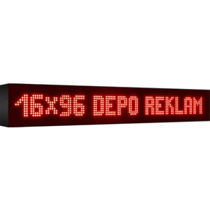 Depo Tabela Reklam Kırmızı Kayan Yazı LED Tabela 16 x 96 cm Tek Taraflı Depo Reklam Tabela