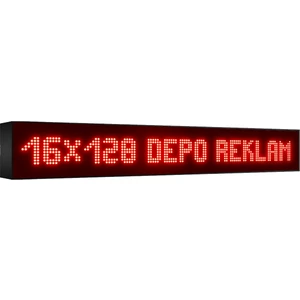 Depo Tabela Reklam Kırmızı Kayan Yazı LED Tabela 16 x 128 cm Tek Taraflı Depo Reklam Tabela Depo Tabela Reklam