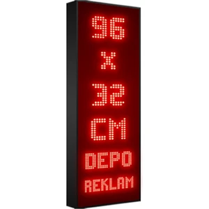 Depo Tabela Reklam Kırmızı Kayan Yazı LED Tabela 96X32 cm Tek Taraflı Depo Reklam Tabela Depo Tabela Reklam