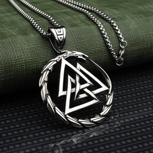 Viking Valknut Ouroboros Nordic Iskandinav Çelik Kolye