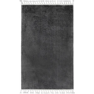Koyu Gri Post Dokuma Halı Saçaklı Peluş Yumuşacık Kaymaz Antibakteriyel 100X450