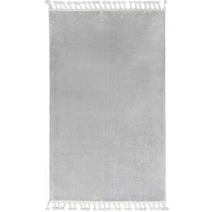 Dijidekor Açık Gri Post Dokuma Halı Saçaklı Peluş Yumuşacık Kaymaz Antibakteriyel 40X60