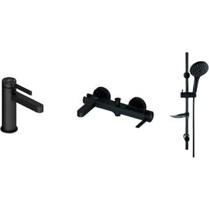 Gpd Gildo 3 Parça Siyah Armatür Musluk Batarya Banyo Seti MLB165-S MBB165-S DST57-S