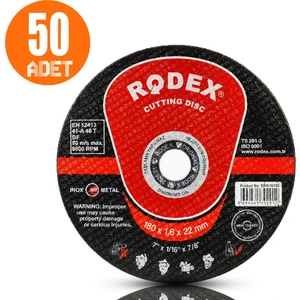 Rodex Spiral Taşlama Inox Metal Kesici Taş Diski 180X1.6 mm (50 Adet)