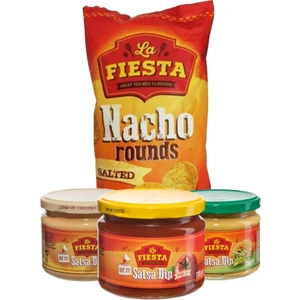 La Fiesta Film Paketi (Sade Yuvarlak Tortilla Cips, Çedar Peynirli Dip Sos, Guacamole Dip Sos, Salsa Dip Sos)