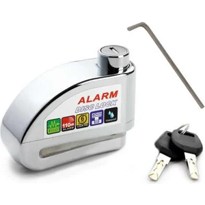 Düz Anahtarlı  Motosiklet Disk Kilidi Krom 110 Db Alarm