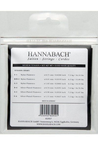 Hannabach 827 mt Flamenko Gitar Teli