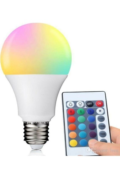 Rgb LED Uzaktan Kumandalı Renk Değiştiren Ampul 10 Watt Renkli ve Beyaz