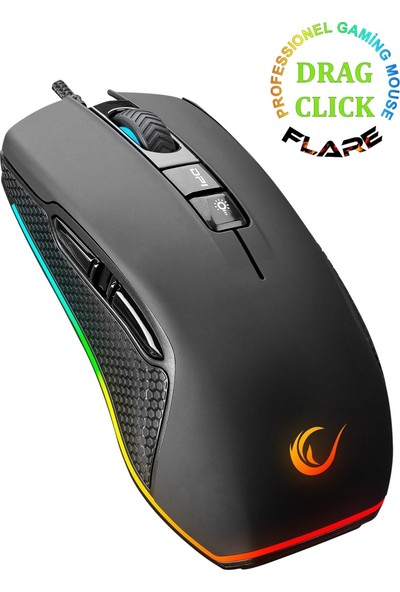Rampage SMX-R51 FLARE Makrolu 10000 DPI RGB Ledli Profesyonel Gaming Oyuncu Mouse - Siyah