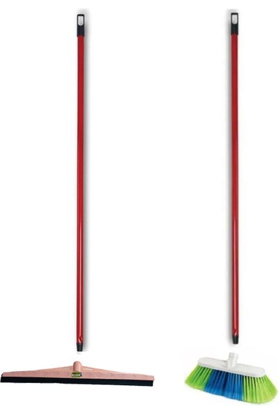 Emr Saplı Yer Fırçası Süpürgesi - Saplı Çekçek Çekpas 2 Li Set 4 Prç.