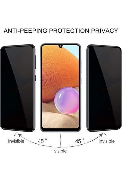 Semers Samsung Galaxy A32 Hayalet Privacy Gizli Cam Ekran Koruyucu Siyah