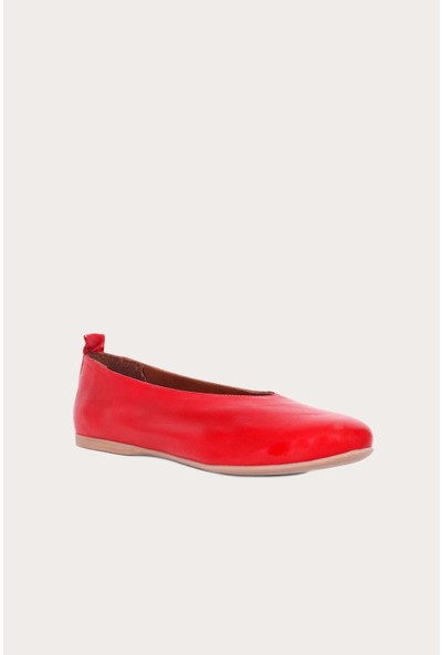 Bueno Shoes Bueno Kırmızı Deri Kadın Düz Babet