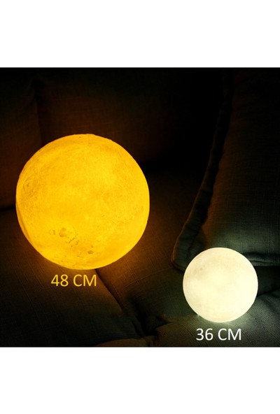 Picare 3D Standlı Büyük Boy Ay Gece Lambası Dekoratif Hediyelik Küre LED Işıklı 48 cm